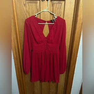 lulus sheer long sleeve mini dress